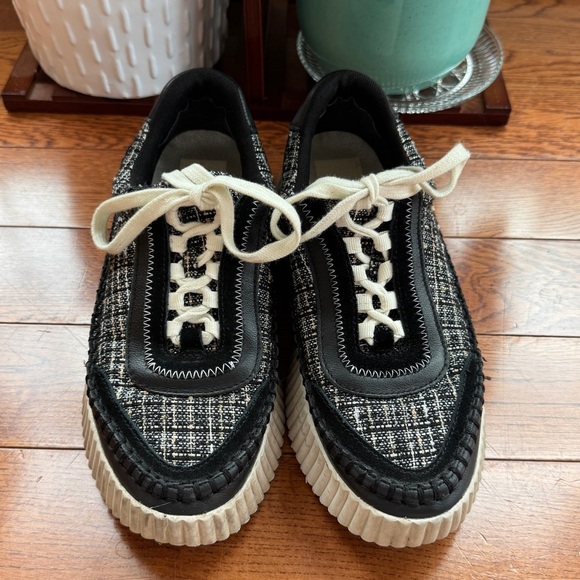 DOLCE VITA Dolen Denae sneakers Cream and black platform Size 8 - Picture 1 of 10